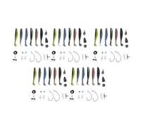 Jectse Ensemble D'équipement de Pêche Polyvalent avec Appâts Souples, Poids, Crochets, Boîte de Matériel Complète pour Les Voyages de Pêche des Débutants aux Experts