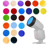 Jectse Filtre Gel Flash 24 Couleurs, Effets Photographiques Créatifs pour Séries V1/V1pro/ avec Manchon en Silicone, Accessoire D'éclairage LED Vidéo pour Lampe de Poche D'appareil (Black)