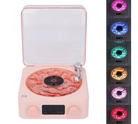 Jectse Haut-Parleur Bluetooth Rétro, Haut-Parleur Bluetooth 3 en 1 + Machine à Bruit Blanc + Veilleuse, Mini Haut-Parleur de Bureau de Style Tourne-Disque Vintage pour Dormir dans la