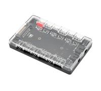 Jectse Hub Fan Hub Argb PWM Accessoires D'ordinateur de Bureau Portable Magnétique pour une Installation et une Gestion des Câbles Faciles, 6 Interfaces Lumineuses Argb 3 Broches, 6 Connexions PWM,
