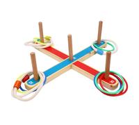 Jectse Jeu de Lancer d'Anneaux pour Enfants, Anneaux et Bâtons en Bois Rustiques, Jouet Pédagogique de Lancer pour Intérieur et Extérieur, Pelouse, Plage, Camping, Fête de Famille