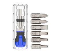 Jectse Jeu de Tournevis 7 en 1, Tournevis à Cliquet Manuel à Manche Court à Angle Droit avec 6 Embouts CRV pour L'entretien Domestique et Automobile, Conception de Poignée Unique pour