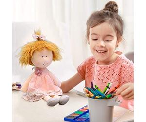 Jectse Jolie Poupée de bébé avec des Vêtements, Poupée de Chiffon Douce Faite à la Main, Jouet pour Bébés Filles, 35 Cm, Beau Cadeau de Noël pour Chambre d'enfant ou Aire de Jeu, Peluche Rose Elfe