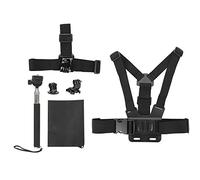 Jectse Kit D'accessoires Universels pour Caméra d'action, avec Sangle de Tête, Harnais de Poitrine, Bâton à Selfie, Tête D'adaptateur de Siège en Forme de J, pour Le Cyclisme, Le Ski,