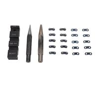 Jectse Kit de Disjoncteur de Tronçonneuse Portable, Enclume de Chaîne et Outil de Poinçonnage avec 10 Sangles Préréglées de Réparation de Maillons, Compatible avec Les Chaînes à Pas de