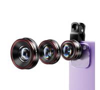 Jectse Kit D'Objectif D'appareil Photo 3 en 1 pour Smartphone, Objectif Fisheye Grand Angle 120° 25X Macro 235° avec Réglable, pour la Plupart des Smartphones, Tablettes,