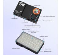 Jectse Lampe Vidéo RVB, Lampe de Photographie Portable 1800-9000K, 2600 MAh Rechargeable, 20 Effets de Scène en Couleur 15 W, Modes D'éclairage Multiples pour Vidéoconférence Vlog en