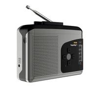 Jectse Lecteur de Cassettes Portable, Radio AM FM, Lecteur de Cassettes Compact avec Haut-Parleur 8Ω 1 W, Convertisseur de Cassette Audio Magnétique en MP3, 2 Piles AA, Alimentation USB