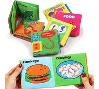 Jectse Livre en Tissu pour bébé à Motifs Vifs, Jouets éducatifs Lavables, 6 Pièces, Livre de Bain pour Enfants pour Le Développement du Langage, pour Les Tout-Petits, 4,13" X 4,13"