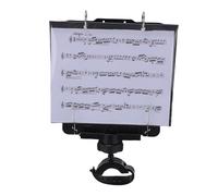 Jectse Lyre de Marche pour Trompette avec Dossier Rabattable, Pince Réglable pour Partition de Musique, Support Rotatif Multi-angle Noir, 5 Pochettes de Recharge