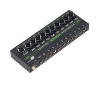 Jectse Mélangeur Audio 10 Canaux, Mélangeur Stéréo Mono MIX1000 avec Lumières RVB, Entrées et Sorties TRS 1/4, Ultra Faible Bruit, Mini Mélangeur de Ligne Stéréo pour Guitares, Basses,