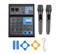 Jectse Mélangeur de Son 4 Canaux, Double Microphone sans Fil UHF, Console de Mixage RVB avec Interface USB Bluetooth 5.0, pour karaoké à Domicile DJ Party Live Streaming
