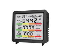 Jectse Moniteur de qualité de L'air 5 en 1, Détecteur de CO2 TVOC de Haute Précision, Affichage de la Température et de l'humidité en Temps Réel, Testeur de qualité de L'air Portable (BLACK)