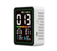 Jectse Moniteur de qualité de L'air 5 en 1, Testeur de qualité de L'air en Temps Réel PM2.5/PM10/PM1.0 avec Alertes Visuelles et Sonores, Détecteur Portable de (MT04 Blanc)