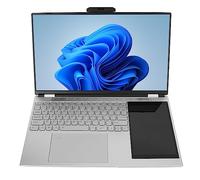 Jectse Ordinateur Portable Double écran Win 11, Ordinateur Portable HD à écran IPS 15,6 Pouces + 7 Pouces avec Déverrouillage par Digitale, Mémoire de Fonctionnement de 16 Go, (16 Go + 1 to Prise