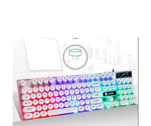 Jectse Punk -Retro Keycaps Colorful Backlight Keyboard Mouse Combination for Ultimate Gaming Experience ABS MATÉRÉE (Ensemble Punk Blanc)