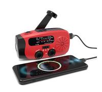 Jectse Radio de la Manivelle d'urgence, 2000mAh Solar Powered avec Lampe de Poche LED et SOS, Météo Portable sur la Survie AM/FM/WB pour la Randonnée, Le Camping
