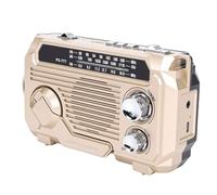 Jectse Radio d'urgence à Manivelle Solaire, Haut-Parleur Bluetooth 5.2 Portable avec Lampe de Poche et AM FM SW, pour Une Utilisation Intérieure et Extérieure (Kaki)