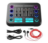 Jectse RVB PC Gaming Sound Mixer, DJ Mixer for Recording, 48V Power, Modes de Changement de Voix, 4 SoundPads, 12 Préréglages de Réverbération, Entrées Multimises, One Touch
