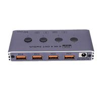 Jectse Sélecteur USB 4x4 USB 3.2, 10Gbps, Haute Vitesse, avec Télécommande, pour Clavier, Souris, Imprimante, Scanner, Compatible Type C et A (Prise UE)