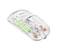 Jectse Souris sans Fil Transparente, Récepteur USB Bluetooth 5.0 et 2,4 G, 3 Niveaux DPI Réglables 800 1200 1600, Plug and Play, Conception Ergonomique, Mode Veille Automatique, pour (Blanc