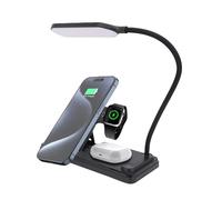 Jectse Station de Charge sans Fil, 3 sur 1 15W Support de Chargement de Chargeur Pliable Magnétique avec Lampe, Chargeur sans Fil Rapide Portable pour L'oreillette de Montre