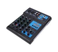 Jectse Table de Mixage 4 Canaux Table de Mixage Sonore 4 Canaux Console de Bluetooth avec Deux Microphones sans Fil sans Fil Interface USB pour Studio karaoké Streaming en Direct