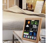 Jectse Temps Intelligent Uhr Plein D'écran Tactile TS -3310, 7 Langues, Interface USB, Verrouillage des Enfants, LCD coloré pour le Salon de la Chambre, Rainyons Ensoleillés (Couleur du bois)