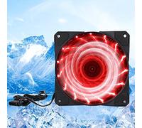 Jectse Ventilateur de Châssis Computer Cool PC Accessoire Streamer LED coloré 12 Cm, Ventilateur de Style à 3 Fils pour Sation Thermique Rapide (15 feux rouges)