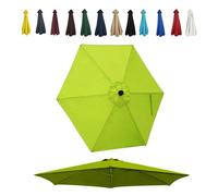 JEDAL Auvent de Remplacement pour Parasol de 200cm 250cm 270cm 300cm toile de rechange de Parasol 6 Baleines Housse De Rechange de Polyester de Parasol de Terrasse UV30+(vert,300cm)