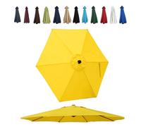 JEDAL Auvent de Remplacement pour Parasol de 200cm 250cm 270cm 300cm toile de rechange de Parasol 6 Baleines Housse De Rechange de Polyester de Parasol de Terrasse UV30+(Jaune,250cm)