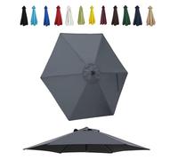 JEDAL Auvent de Remplacement pour Parasol de 200cm 250cm 270cm 300cm toile de rechange de Parasol 6 Baleines Housse De Rechange de Polyester de Parasol de Terrasse UV30+(Grise,250cm)