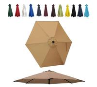 JEDAL Auvent de Remplacement pour Parasol de 200cm 250cm 270cm 300cm toile de rechange de Parasol 6 Baleines Housse De Rechange de Polyester de Parasol de Terrasse UV30+(Kaki,270cm)