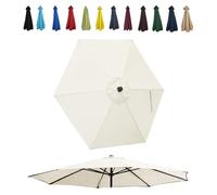 JEDAL Auvent de Remplacement pour Parasol de 200cm 250cm 270cm 300cm toile de rechange de Parasol 6 Baleines Housse De Rechange de Polyester de Parasol de Terrasse UV30+(Blanca,300cm)