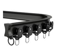JEDAL Rail de Flexible de Rideau Rail Rideau Aluminium Rail Courbe de Plafond Silencieux Adapté Au Salon Chambre L/U Fenêtre Camping Car 1.5/2.1/3.6/4.8/5.2/6.3/6.7m (Color : Noir, Taille : 5.5m)