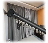 JEDAL Rail de Rideau de 1.8m 2.6m 3.2m 4.5m Rail de Rideau Mural en Aluminium pour Rideaux with Mute Rouleaux Rail De Rideaux pour Chambre (Color : Noir, Taille : 2.1m)