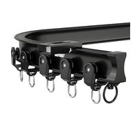 JEDAL Rail Rideau Courbe Rail de Plafond pour Rideaux 1m~6.7m Rail pour Rideaux Flexible de Aluminium, pour Diviseur De Pièce Balcon RV (Color : Noir, Taille : 4.8m)