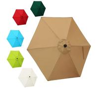 JEDAL Toile De Rechange De Parasol, Auvent De Remplacement 6 Bras Protection UV, Auvent De Rechange Pour Parasol D'extérieur 200cm 250cm 270cm 300cm(Kaki,270cm)