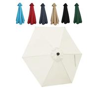 JEDAL Toile De Rechange pour Parasol Déporté 2.50m 2.70m 3.0m 6 Baleines, Auvent De Rechange pour Parasol De Terrasse Housse De Rechange De Parapluie Anti-UV(Blanca,300cm)