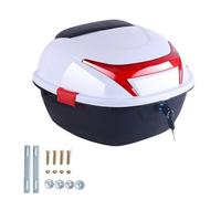 JEDAL Top Case Moto 35L, Touring Bagage pour Moto, Coffer Coffre de Moto avec Dossier Coffre pour Casque Imperméable Moto Tail Box avec Réfléchissant (Couleur : Blanc)