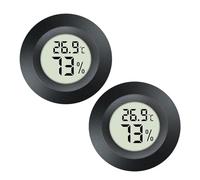 JEDEW Lot de 2 mini hygromètres numériques - Thermomètre d'intérieur - Pour humidificateurs, pots de reptiles, guitare, Fahrenheit (℉) ou Celsius (°C) (noir)