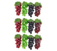 JEDFORE Lot de 12 grappes de Raisins artificiels en Caoutchouc givré de 16 cm pour décoration de Mariage Vintage (Noir, Rouge, Vert, Violet)