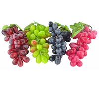 JEDFORE Lot de 4 grappes de Raisins artificiels Noirs, Rouges, Verts et Violets pour la Maison, la Cuisine, la fête, la décoration de Mariage