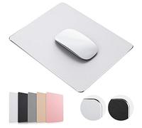 Jedia Tapis de Souris en métal argenté Dur en Aluminium, Double Face étanche, contrôle Rapide et précis pour Bureau, Maison et Jeux 22,9 x 17,8 cm