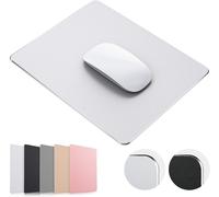 Jedia Tapis de souris en métal argenté dur en aluminium, double face étanche, contrôle rapide et précis pour bureau, maison et jeux 22,9 x 17,8 cm