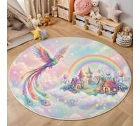 JEDTAKCT Animaux des Contes De Fées Tapis Rond Lavable 100 Cm