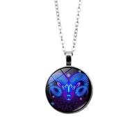 JEDTAKCT Collier Constellation Lumineuse Bélier - Pendentif En Verre Cristal Signe Chaîne Collier Zodiaque Constellation Horoscope Astrologie Céleste Bijoux - Cadeau Femme Homme, Bélier, 45 + 5 Cm