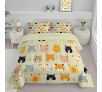 JEDTAKCT Couette D'Ete 240X220Cm Imprimé Animaux De La Forêt Legere Edredon, Couette en Microfibre Illustrations Mignonnes Edredon, Douce Couverture, Légère Respirante, Lavable en Machine, Beige