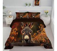 JEDTAKCT Couette sans Housse Lavable Clôture Rustique Âne, Couette Réversible Ete Ambre Orange Legere Fine - Douce Confortable, 4 Saisons Respirante Edredon Microfibre, 240X220Cm, Fleurs d'automne