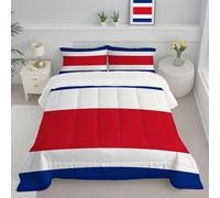 JEDTAKCT Couette sans Housse Lavable Drapeau du Costa Rica, Couette Réversible Ete Bleu Blanc Legere Fine - Douce Confortable, 4 Saisons Respirante Edredon Microfibre, 240X220Cm, Rayures Patriotiques